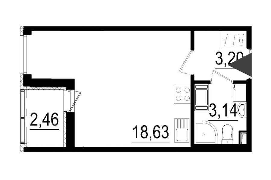 Студия в : площадь 24.97 м2 , этаж: 2 - 8 – купить в Санкт-Петербурге